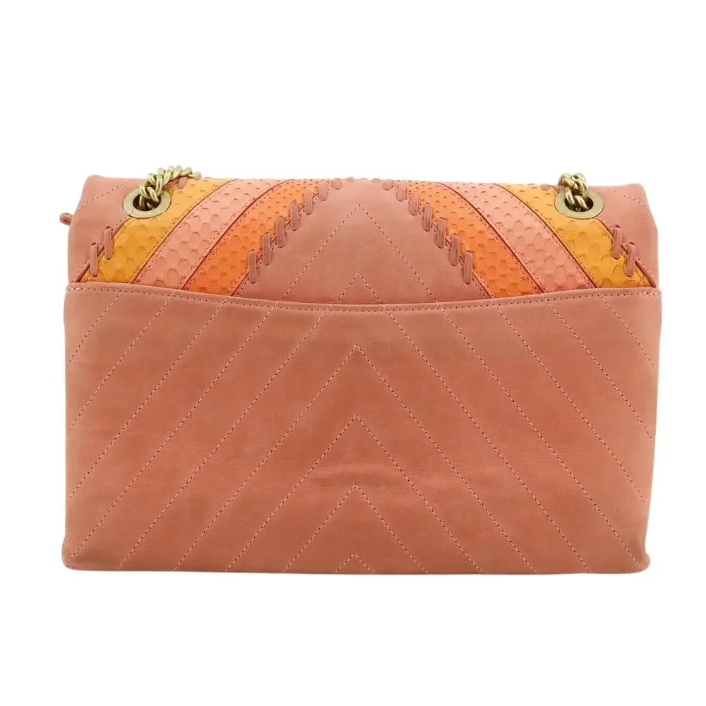 Chanel Patchwork Flap Bag Pink CC Snakeskin Paris-Cuba Medium Iridescent Chevron - Picture 3 of 16